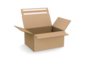 Return box with crash lock base and adhesive tape