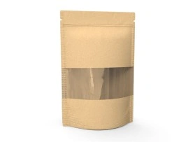Doypacks papier kraft – brun – avec fenêtre
