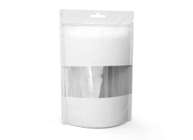 Doypacks papier kraft – blanc – avec fenêtre