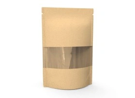 Doypacks papier kraft – brun – avec fenêtre