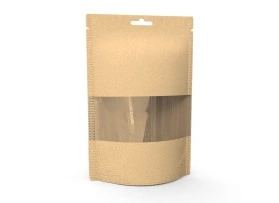 Doypacks papier kraft – brun – avec fenêtre