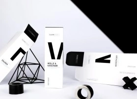 High-quality folding box packaging in black and white for detergents