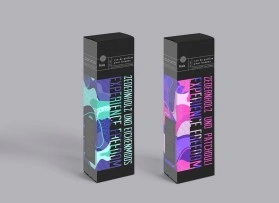 Black folding box with pattern for perfume