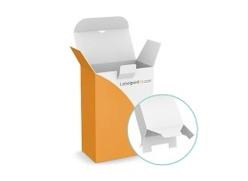 Składane pudełko ze składanym spodem oraz klapą zabezpieczającą