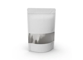 Doypacks papier kraft – blanc – avec fenêtre