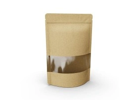 Doypacks papier kraft – brun – avec fenêtre