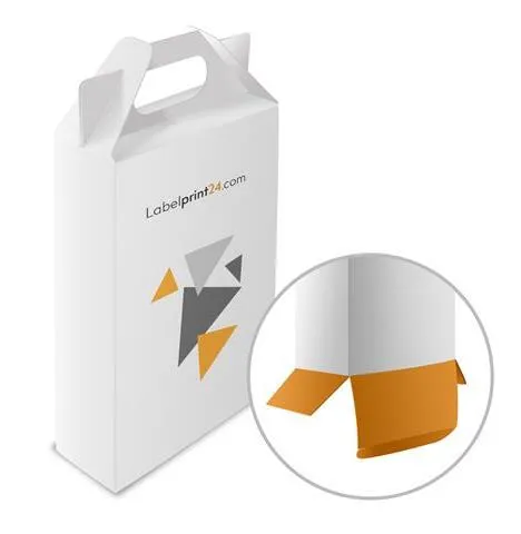 Carry handle box with tuck-in flap