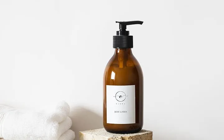 Cream in glass bottle