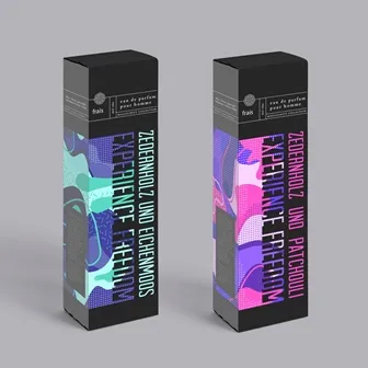 Black box with colorful print for perfume Black box with colorful print for perfume