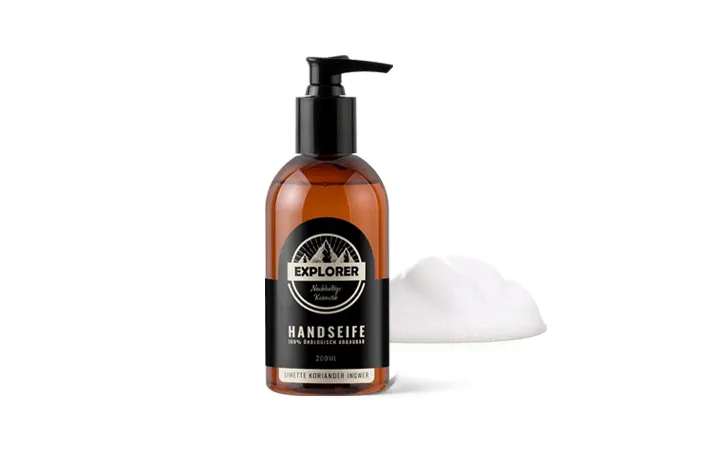 Handseife mit Etikett aus Folie Handseife mit Etikett aus Folie