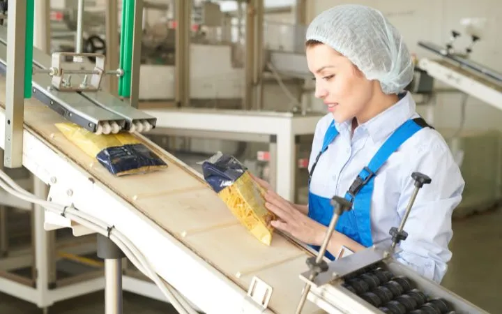 woman checks packaging  woman checks packaging
