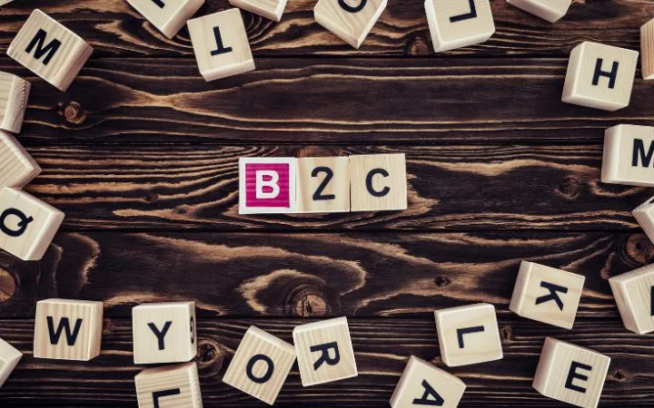 B2C buchstabiert mit Würfel B2C buchstabiert mit Würfel