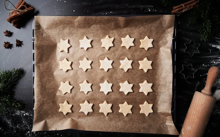 Papier sulfurisé avec biscuits