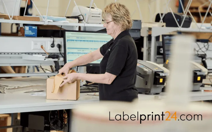Preparazione di una scatola per spedizioni da Labelprint24 Pakete für den Versand vorbereiten bei Labelprint24