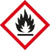 Gefahrenkennzeichnung: Flamme über Strich - entzündlich Gefahrenkennzeichnung: Flamme über Strich - entzündlich