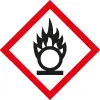 Gefahrenkennzeichnung: Flamme über Kreis - oxidierende Gase Gefahrenkennzeichnung: Flamme über Kreis - oxidierende Gase
