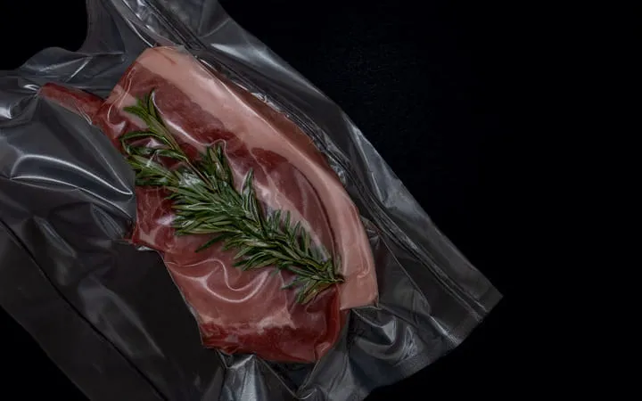 Fleisch in Folie mit Schutzgas verpackt  Fleisch in Folie mit Schutzgas verpackt