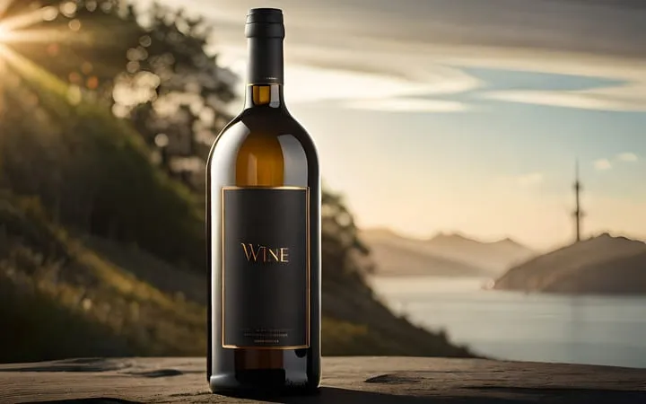 Weinflasche mit Papieretikett Weinflasche mit Papieretikett