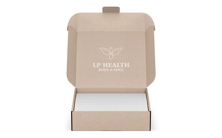 Klappschachtel mit Sicherheitsverschluss aus Naturkarton  Klappschachtel mit Sicherheitsverschluss aus Naturkarton