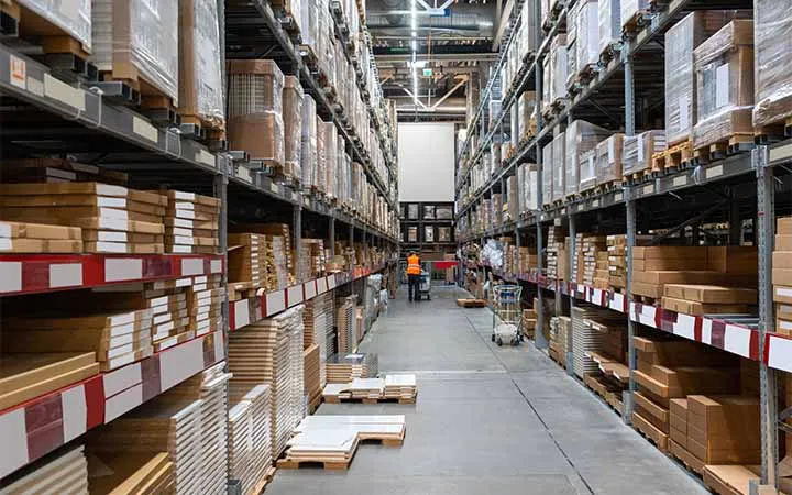 Lagerhalle mit Gebinde und Stückgütern Lagerhalle mit Gebinde und Stückgütern