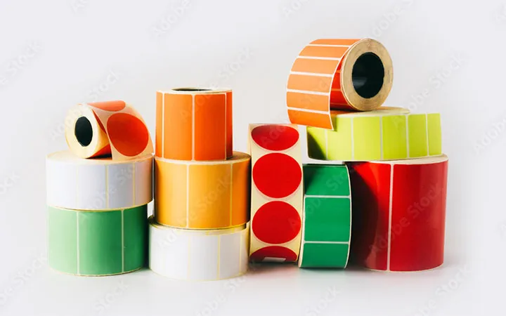 Verschiedene Etiketten auf Rolle Verschiedene Etiketten auf Rolle