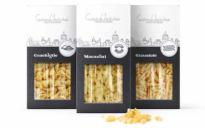 Faltschachtel mit Sichtfenster für Nudeln