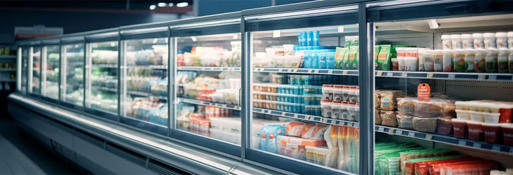 Tiefkühlregal mit Produkten