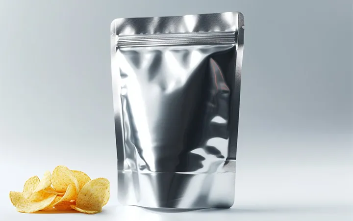 Doypack metallizzati per patatine Metallisierter Standbodenbeutel für Chips