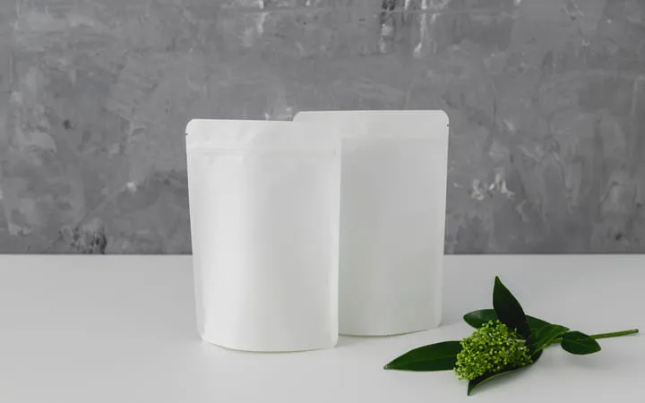 Standbodenbeutel weiße Folie Standbodenbeutel weiße Folie