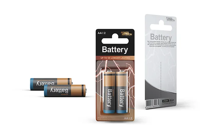 Kartonzuschnitt als Verpackung für Batterien Kartonzuschnitt als Verpackung für Batterien