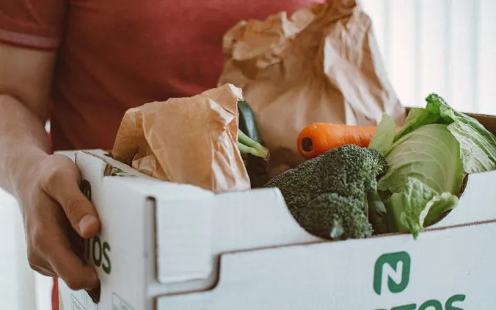 Lebensmittel werden in Karton geliefert Lebensmittel werden in Karton geliefert