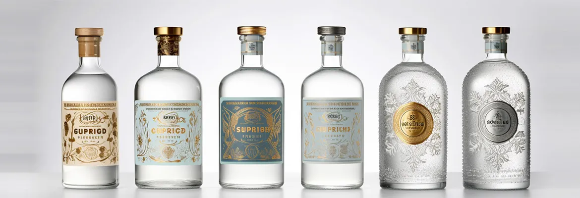 Ginflaschen mit verschiedenen Etiketten