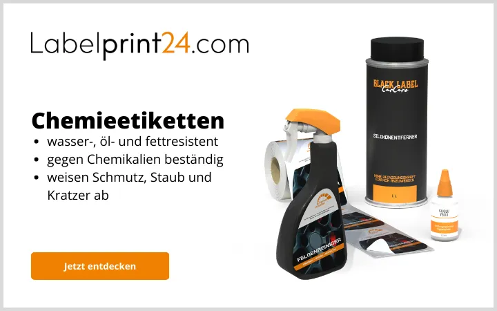 Chemieetiketten von Labelprint24 für die Industrie- und Chemiebranche Chemieetiketten von Labelprint24 für die Industrie- und Chemiebranche